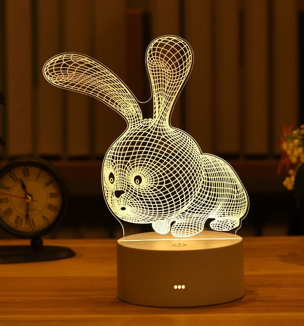 Luminária 3D Led Para Decoração em Vários Formatos e Desenhos